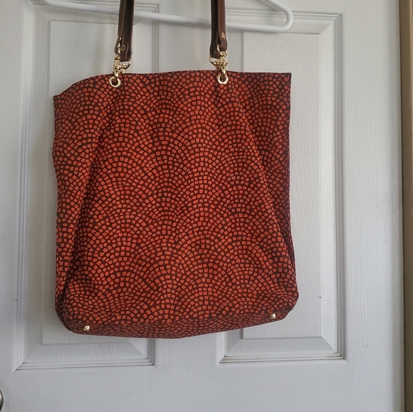 J Mclaughlin Orange And Brown Womans Tote Bag - Picture 3 of 8